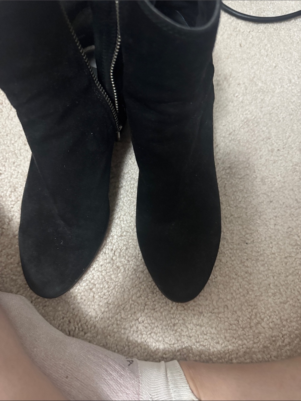 Dolce Vita Black Suede Pointed-Toe Heeled Ankle Boots